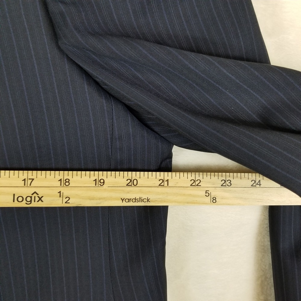 Ermenegildo Zegna Blazer Mens 42 R US 32 R Navy Blue‎ Pinstripe Wool Silk  Italy - Picture 7 of 10
